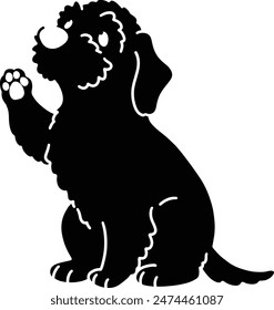 Simple and adorable silhouette of Wire Haired Dachshund lifting a paw