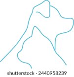 Simple and adorable silhouettes of a dog and a cat in side view mixed logo