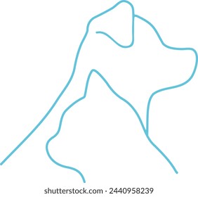 Einfache und bezaubernde Silhouetten eines Hundes und einer Katze in Seitenansicht gemischtes Logo