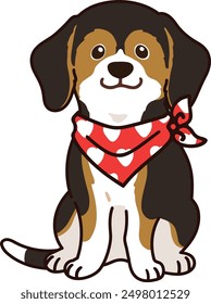 Simple and adorable Valentine's Day illustration of Beagle outlined