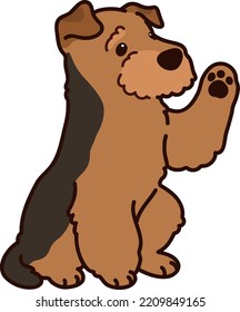 Simple and adorable Welsh Terrier illustration Waving Hand