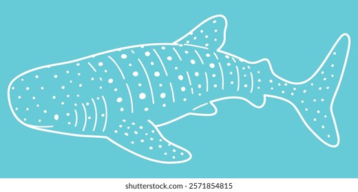 Simple and adorable Whale Shark line art illustration with patterns