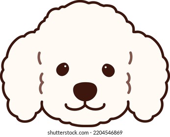 Simple and adorable white colored Poodle dog illustration front head