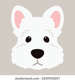 Simple and adorable white Scottish Terrier illustration front head flat colored