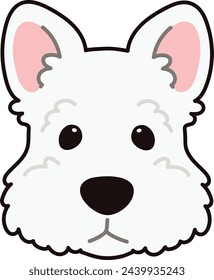 Simple and adorable white Scottish Terrier illustration front head