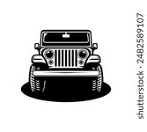 Simple adventure jeep car vector icon.