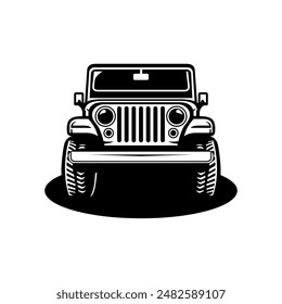 Simple adventure jeep car vector icon.