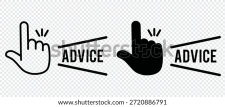 Simple  advice finger icon illustration hand attention confirmation point pointing check pointing finger .