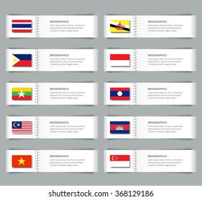 Simple AEC Text Background With Flags  Of ASEAN Economic Community, Can Be Used For Tag, Banner, Brochure, Meeting