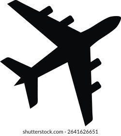 Simple Aeroplane, Plane Silhouette Icon 