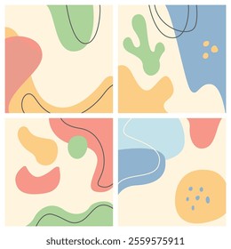 Simple and aesthetic abstract pastel background set