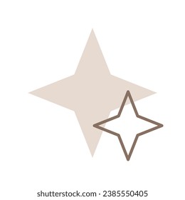 Simple Aesthetic Beige Winter Christmas shining magic star icon. Modern shapes vector symbol. Linear pictogram pack for web apps and mobile concept