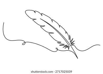 Simple Aesthetic Bird Feather in Continuous Line Art Style