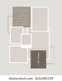 Simple aesthetic collage photo frame journaling mood board background
