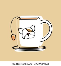 simple and aesthetic a cup of tea design vector, flat design a cup of tea , cute and simple a cup of tea illustration