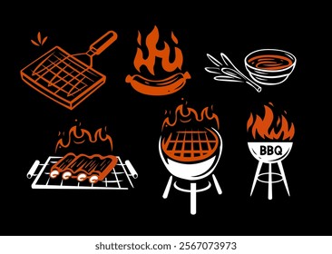 Simple and aesthetic flat barbecue illustration