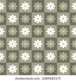 Simple Aesthetic Floral Checkered Pattern Design