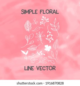 Simple Aesthetic  Floral Line Vector