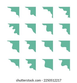 Einfache ästhetische grüne Ecke Rand Form Kunstdekoration Vektorgrafik auf weißem Hintergrund.