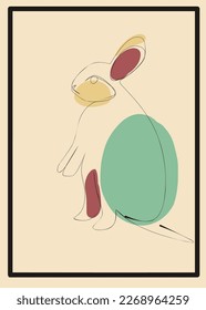 Simple aesthetic line art rabbit illustration