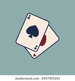 Simple aesthetic retro ac of spade poker card logo icon illustration