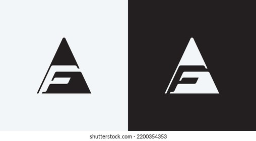 Diseño del logotipo AF simple o FA de espacio negativo.