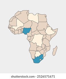 Simple Africa map. Simple outline Africa map. Template for web design, infographic. Vector template.