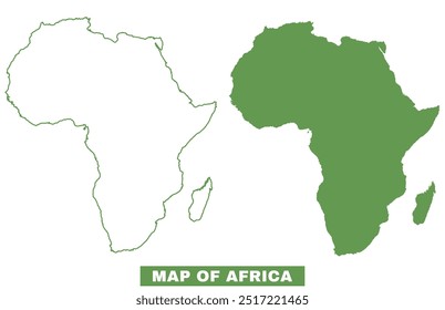 Simple Africa Outline Flat Map vector illustration set