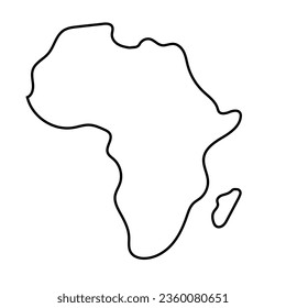Simple icono de la línea de mapa del continente africano. Vector.