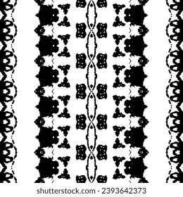 Simple African Pattern. Black Dark Scribble Pattern. Seamless Line Print. Doodle Ink Pattern. Native Art Batik. Seamless Art Repeat. Black Ethnic Vector. Ink Tribal Doodle. Stripe Geo Ornament.