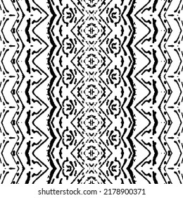 Sencillo patrón africano. Tinta de color negro Scribble Textil. Impresión Ikat sin inconvenientes. Batik de Doodle Oscuro nativo. Diseño étnico Patrón oscuro. Vector de Boho de Color Negro. Vector de tinta transparente