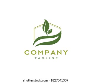Simple Agriculture farming frame element with leaves and wheat icons