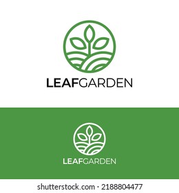 Simple agriculture garden logo with abstract leaf