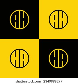 Simple AH and HA Letter Circle Logo Set, suitable for business with HA or AH initial.