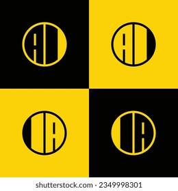Sencillo conjunto de logotipos de IA y IA Letter Circle, adecuado para negocios con IA o AI inicial.