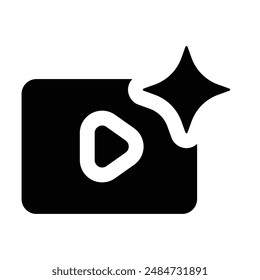 Simple Ai Video Generator glyph icon. The icon can be used for websites, print templates, presentation templates, illustrations, etc