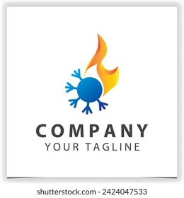 logotipo de acondicionamiento de aire simple concepto de logotipo de hvac con símbolo de copo de nieve de refrigeración para calefacción de incendios