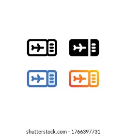 Simple air line ticket icon. concept of The blank ticket plane symbol isolated on a white background. Different style icons set.