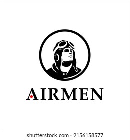 simple airman or pilot silhouette mascot element