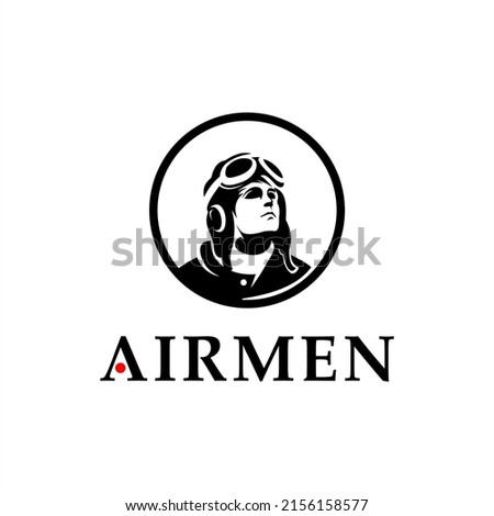 simple airman or pilot silhouette mascot element