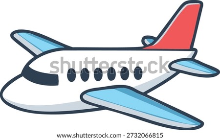Simple airplane cartoon illustration in a clean cartoon style, featuring a bright blue color palette and a playful, minimal design.