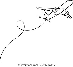 Simple airplane flying trail line drawing art