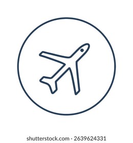 Simple airplane icon in circle travel flight journey air transportation