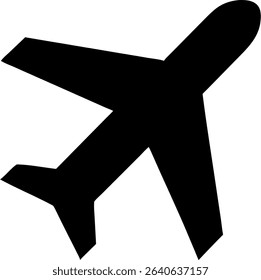 A simple airplane icon design, perfect for travel, transportation, or aviation-related projects. Features a clean, minimalist style on a white background.