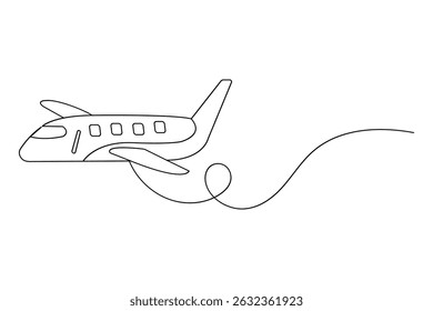 Simple airplane icon drawn in single line