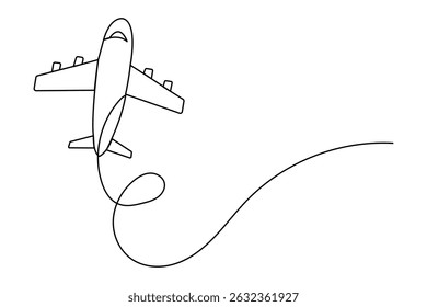 Simple airplane icon drawn in single line