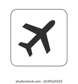 Simple airplane icon in square frame travel flight journey