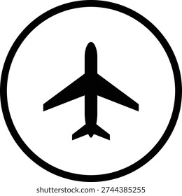 Simple airplane icon within a circle, signifying travel and flight