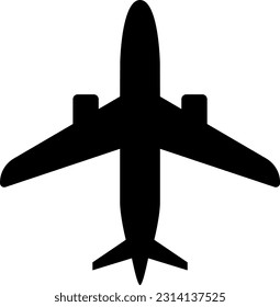 Simple airplane isolated vector silhouette.