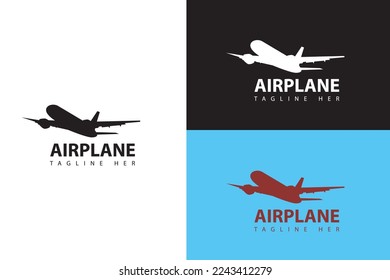 SIMPLE AIRPLANE LOGO VECTOR WITH VARIOUS COLORS BACKGROUND